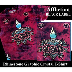 Affliction Black Label Rhinestone Shirt Burgundy Size XL New
